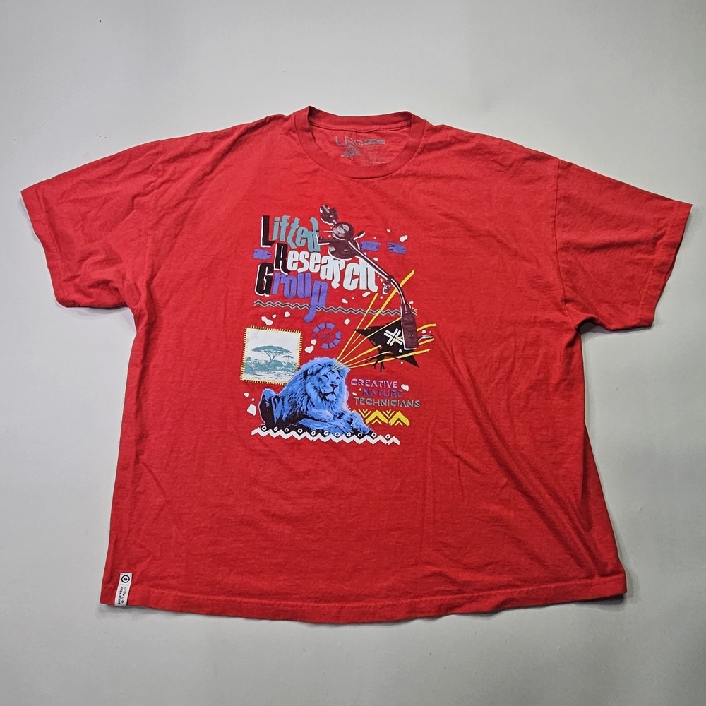 LRG T-Shirt Mens XXL Red Lifted Research Group Lion Graphic Tee 90s Style Y2K
